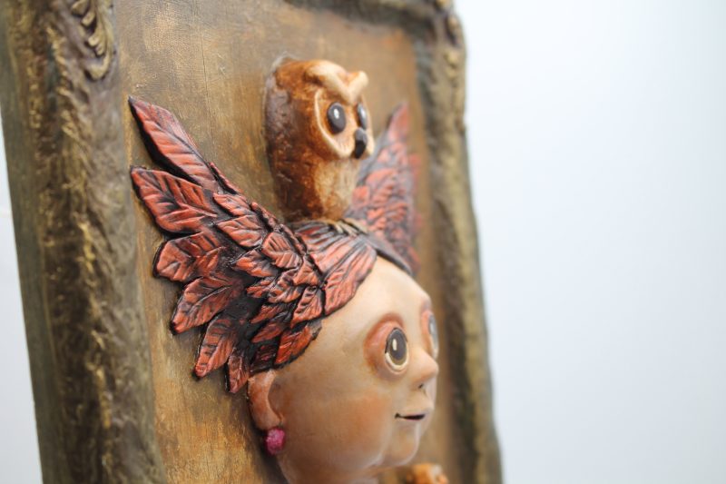 Clara Nightfeather 3D Sculptural Portrait, Ready to Hang