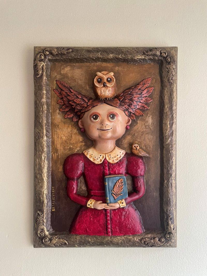 Clara Nightfeather 3D Sculptural Portrait, Ready to Hang
