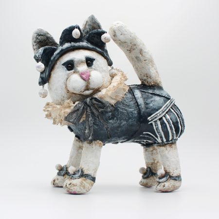 Handmade Vintage-Style Paper Clay Cat Doll, Percival Purr