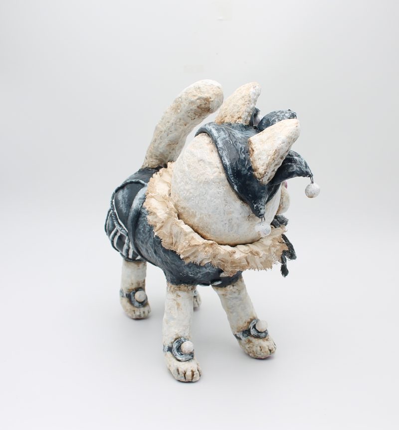 Handmade Vintage-Style Paper Clay Cat Doll, Percival Purr