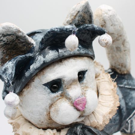 Handmade Vintage-Style Paper Clay Cat Doll, Percival Purr