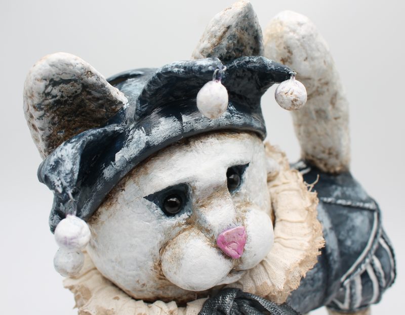 Handmade Vintage-Style Paper Clay Cat Doll, Percival Purr