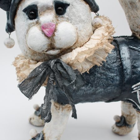 Handmade Vintage-Style Paper Clay Cat Doll, Percival Purr
