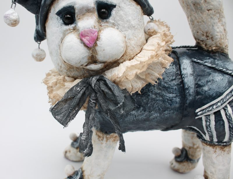 Handmade Vintage-Style Paper Clay Cat Doll, Percival Purr