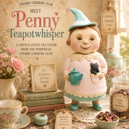 Handmade Penny Teapotwhisper Figurine with Movable Head, 25cm Tall