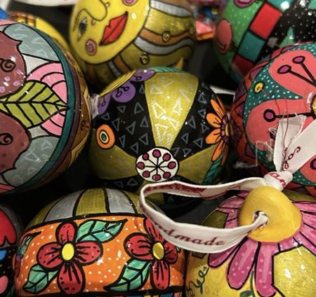 Clay bisque decorative bauble - made to order, bright, bold and beautiful baubles.