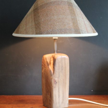 Wood block table lamp