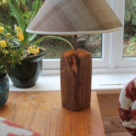 Wood block table lamp