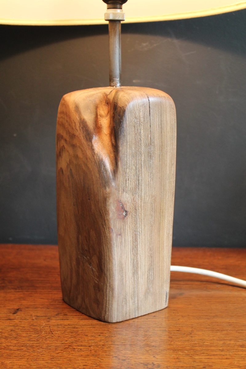 Wood block table lamp