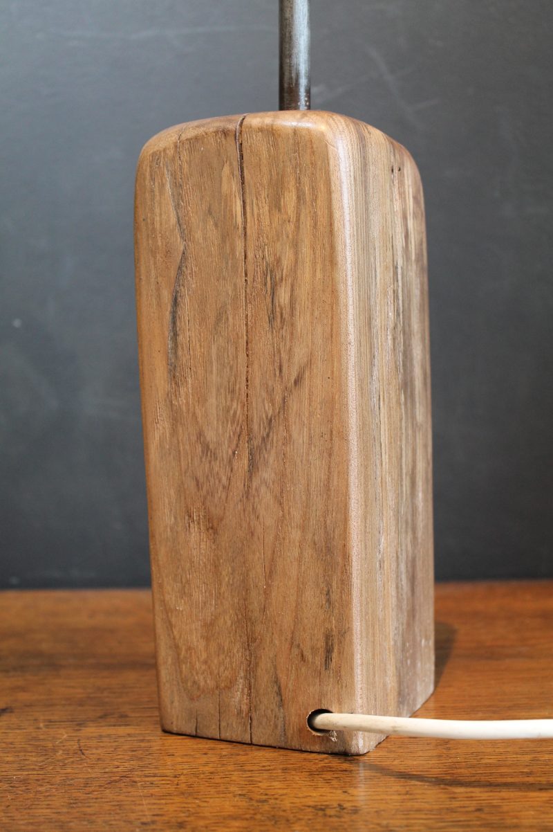 Wood block table lamp