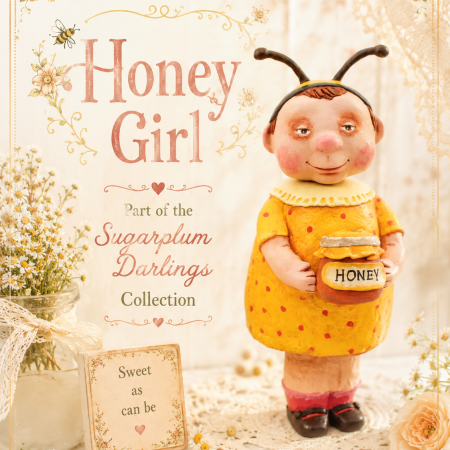 Handmade Bee Girl Art Doll in Paper Clay, 26cm Tall, OOAK Collectable