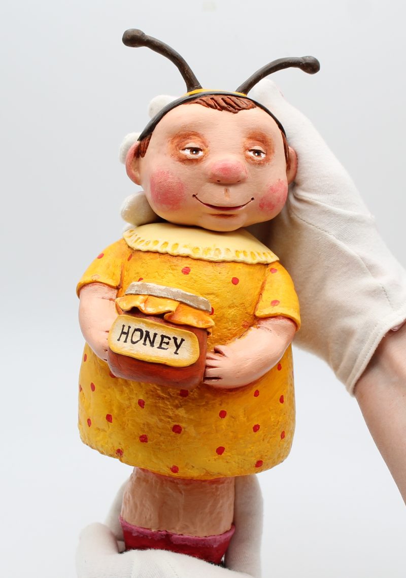 Handmade Bee Girl Art Doll in Paper Clay, 26cm Tall, OOAK Collectable