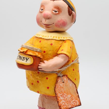 Handmade Bee Girl Art Doll in Paper Clay, 26cm Tall, OOAK Collectable