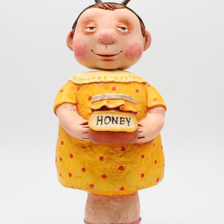 Handmade Bee Girl Art Doll in Paper Clay, 26cm Tall, OOAK Collectable