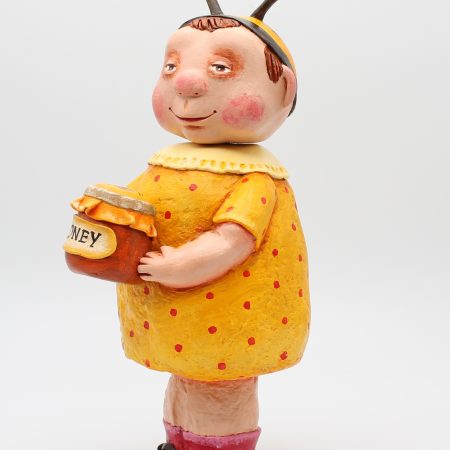 Handmade Bee Girl Art Doll in Paper Clay, 26cm Tall, OOAK Collectable