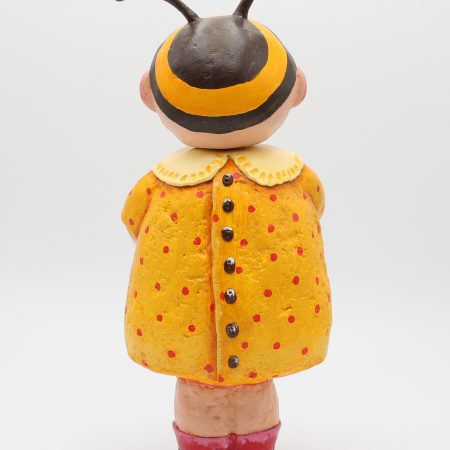 Handmade Bee Girl Art Doll in Paper Clay, 26cm Tall, OOAK Collectable