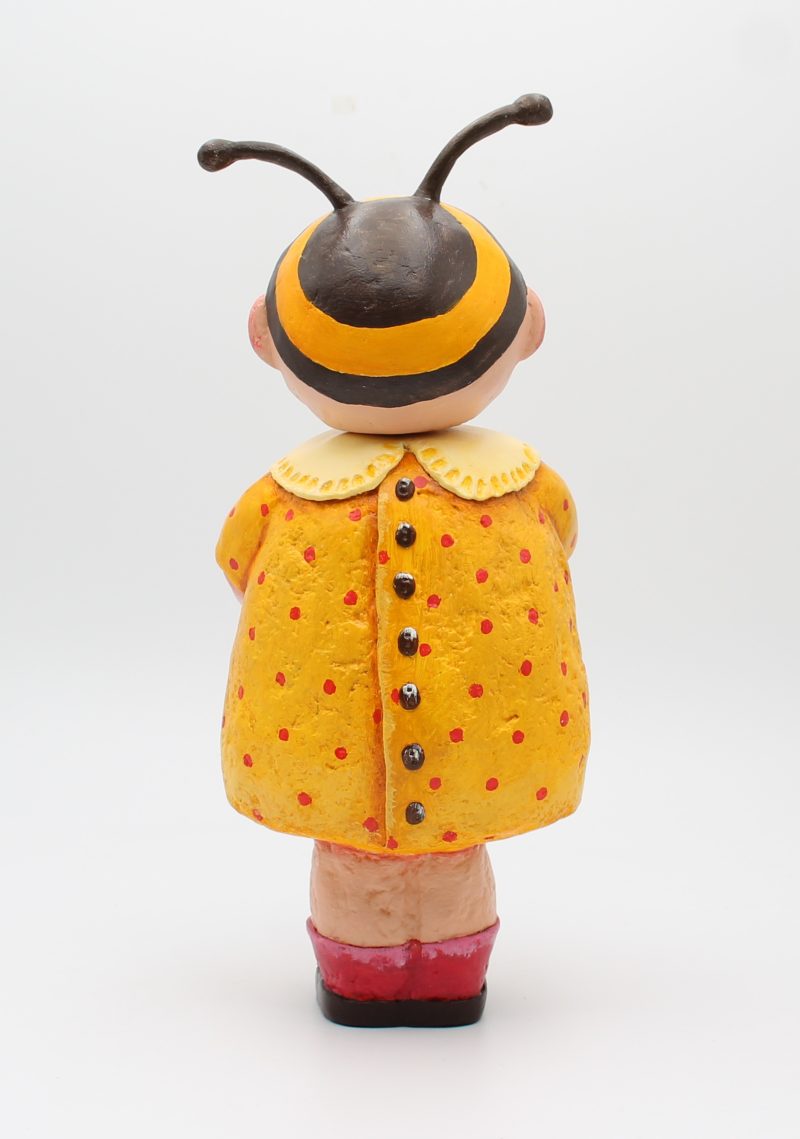 Handmade Bee Girl Art Doll in Paper Clay, 26cm Tall, OOAK Collectable