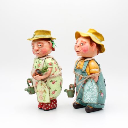 Handmade Agnes & Alfie Gardeners Art Dolls, Set of Two, 24cm