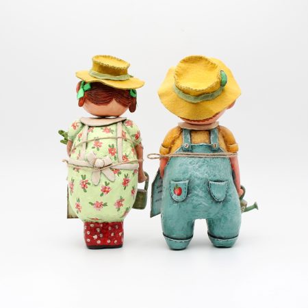 Handmade Agnes & Alfie Gardeners Art Dolls, Set of Two, 24cm