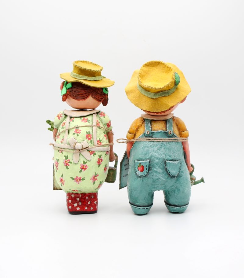 Handmade Agnes & Alfie Gardeners Art Dolls, Set of Two, 24cm