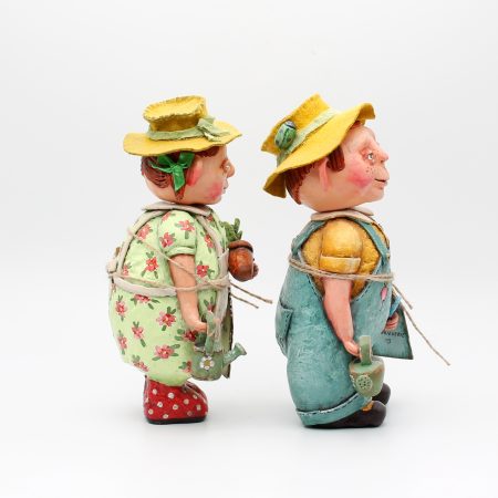 Handmade Agnes & Alfie Gardeners Art Dolls, Set of Two, 24cm