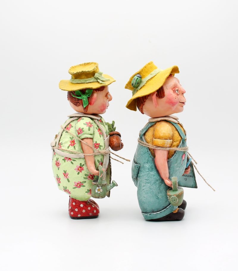 Handmade Agnes & Alfie Gardeners Art Dolls, Set of Two, 24cm