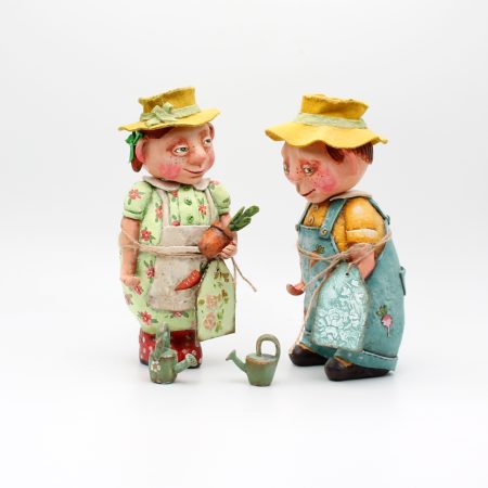 Handmade Agnes & Alfie Gardeners Art Dolls, Set of Two, 24cm