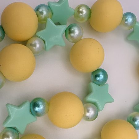 Lemon & mint beaded star charm necklace
