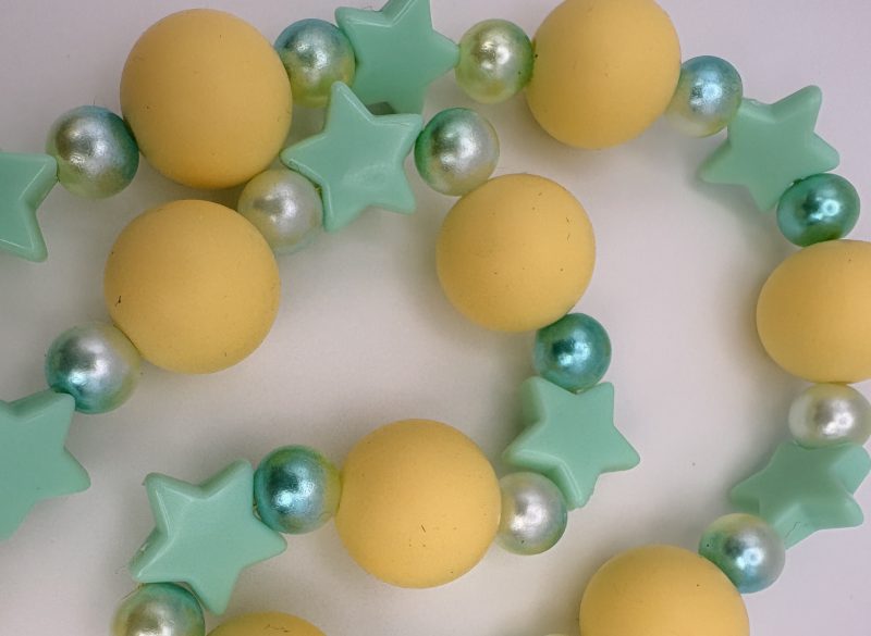 Lemon & mint beaded star charm necklace