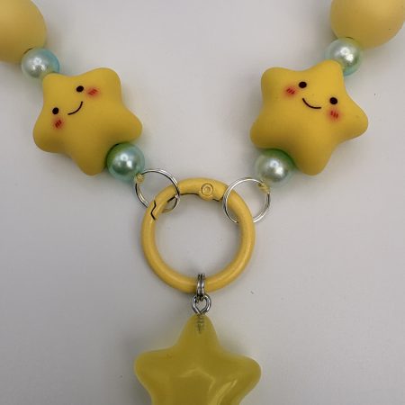 Lemon & mint beaded star charm necklace
