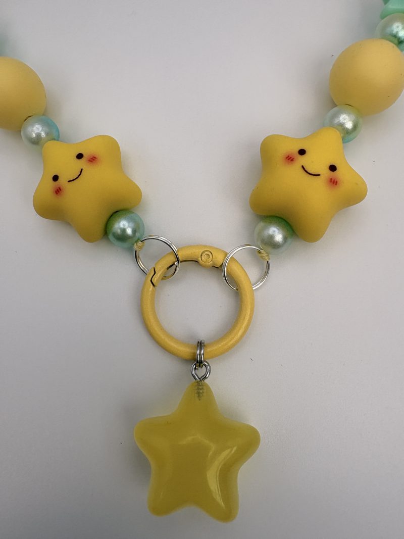 Lemon & mint beaded star charm necklace