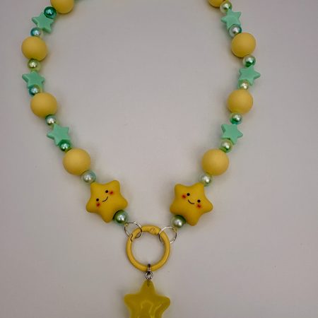 Lemon & mint beaded star charm necklace