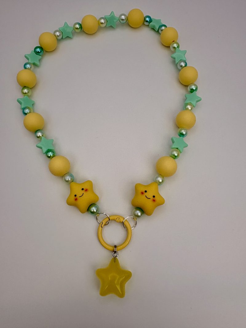 Lemon & mint beaded star charm necklace