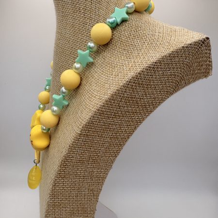 Lemon & mint beaded star charm necklace