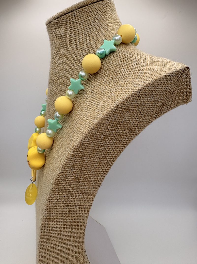 Lemon & mint beaded star charm necklace