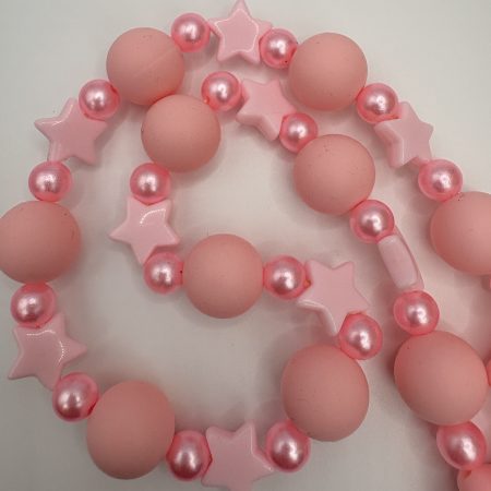 Pastel Pink star beaded charm necklace