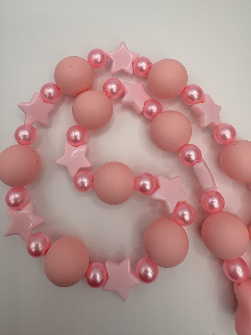Pastel Pink star beaded charm necklace