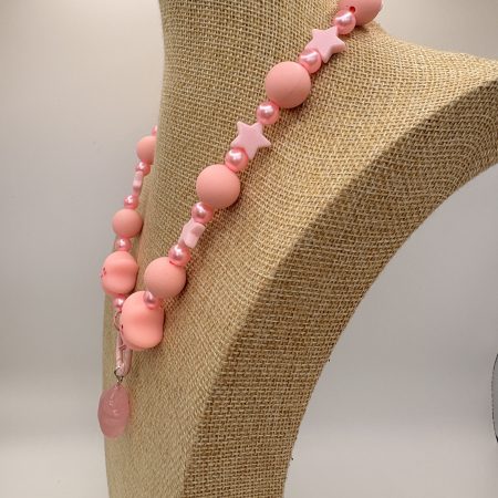 Pastel Pink star beaded charm necklace