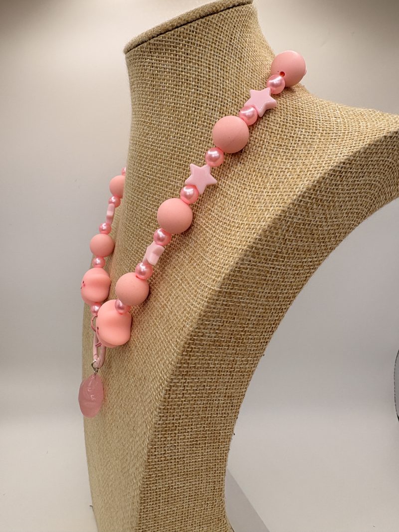 Pastel Pink star beaded charm necklace