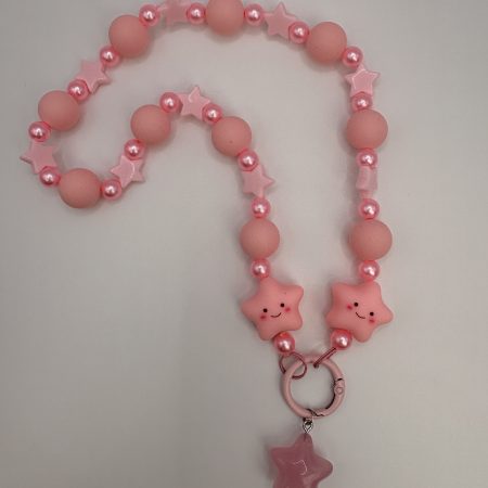Pastel Pink star beaded charm necklace