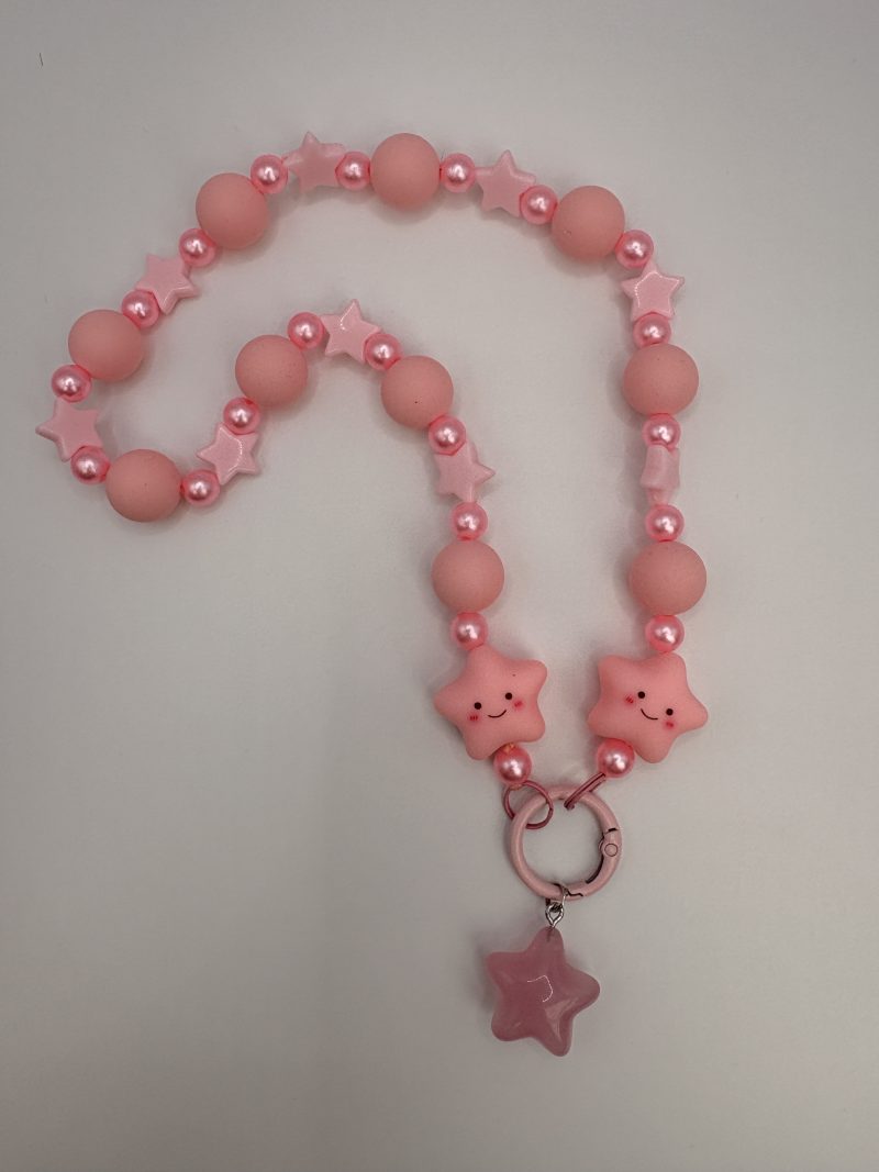 Pastel Pink star beaded charm necklace