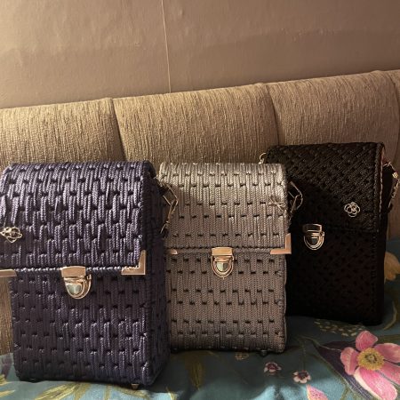 Handmade navy cross body bag