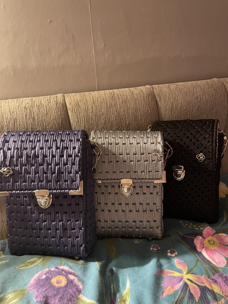 Handmade navy cross body bag