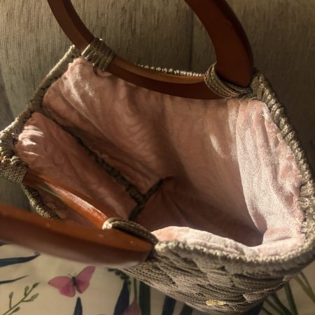Handmade bag with wooden handles