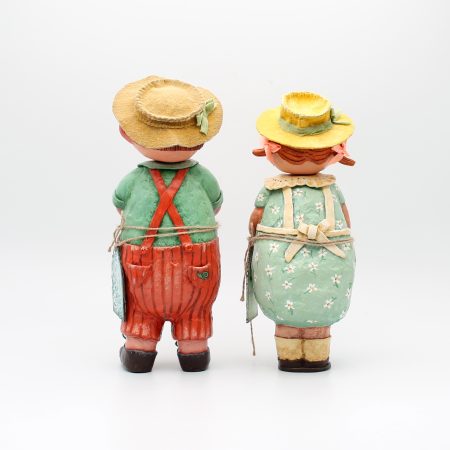 Handmade Rose & Leo Gardeners Art Dolls, Set of Two, 24-26cm