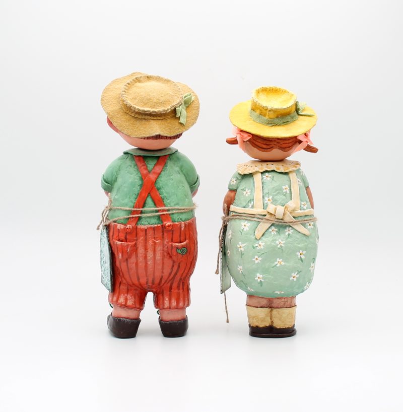 Handmade Rose & Leo Gardeners Art Dolls, Set of Two, 24-26cm