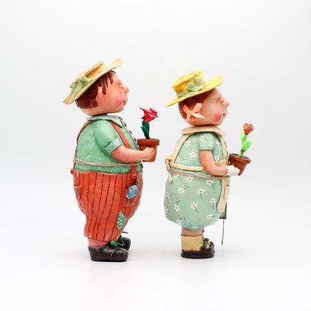 Handmade Rose & Leo Gardeners Art Dolls, Set of Two, 24-26cm