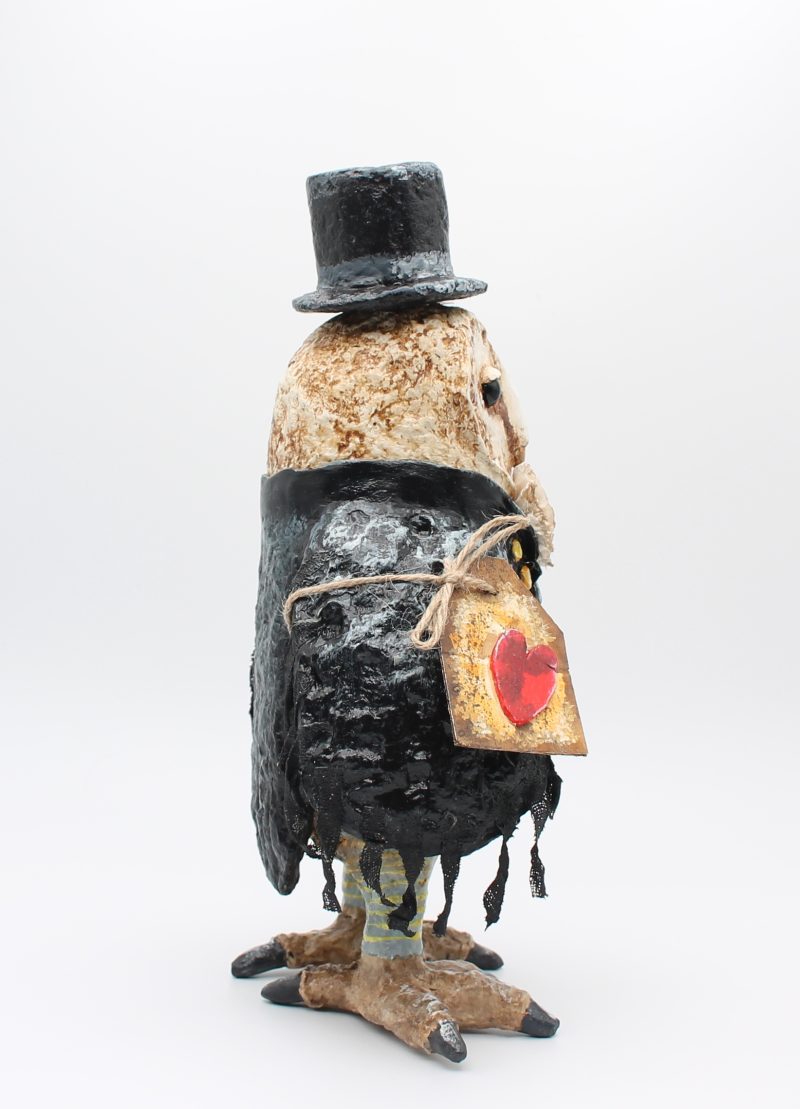 Handmade English Dandy Regency-Style Owl Art Doll, 27cm Tall