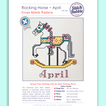 April ~ Rocking Horse ~ Cross Stitch Pattern PDF