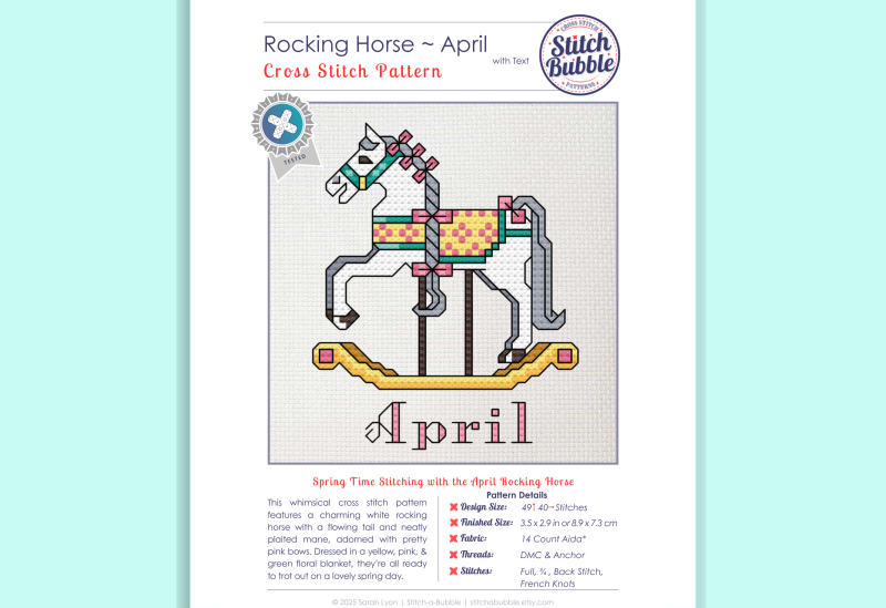 April ~ Rocking Horse ~ Cross Stitch Pattern PDF